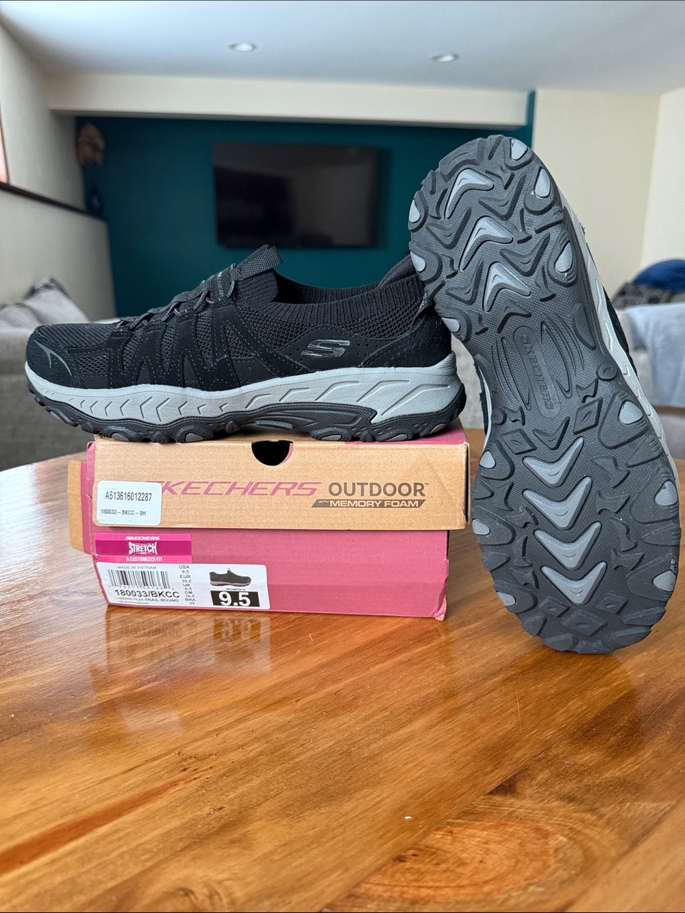 Skechers Black and Gray Women's Outdoor Memory Foam Sneakers